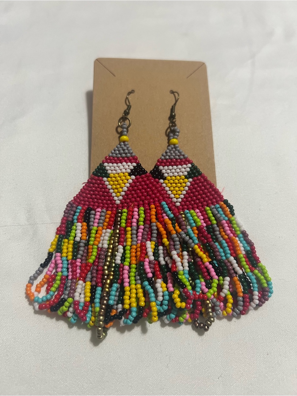 Multicolor Seed Bead Fringe Earrings - Women Jewelry